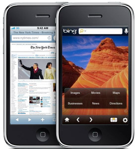 Bing en un iPhone