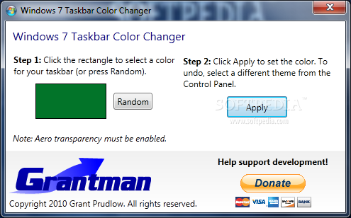 Windows 7 Taskbar Color Changer