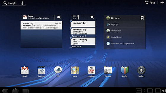 Pantalla Principal Android 3.0